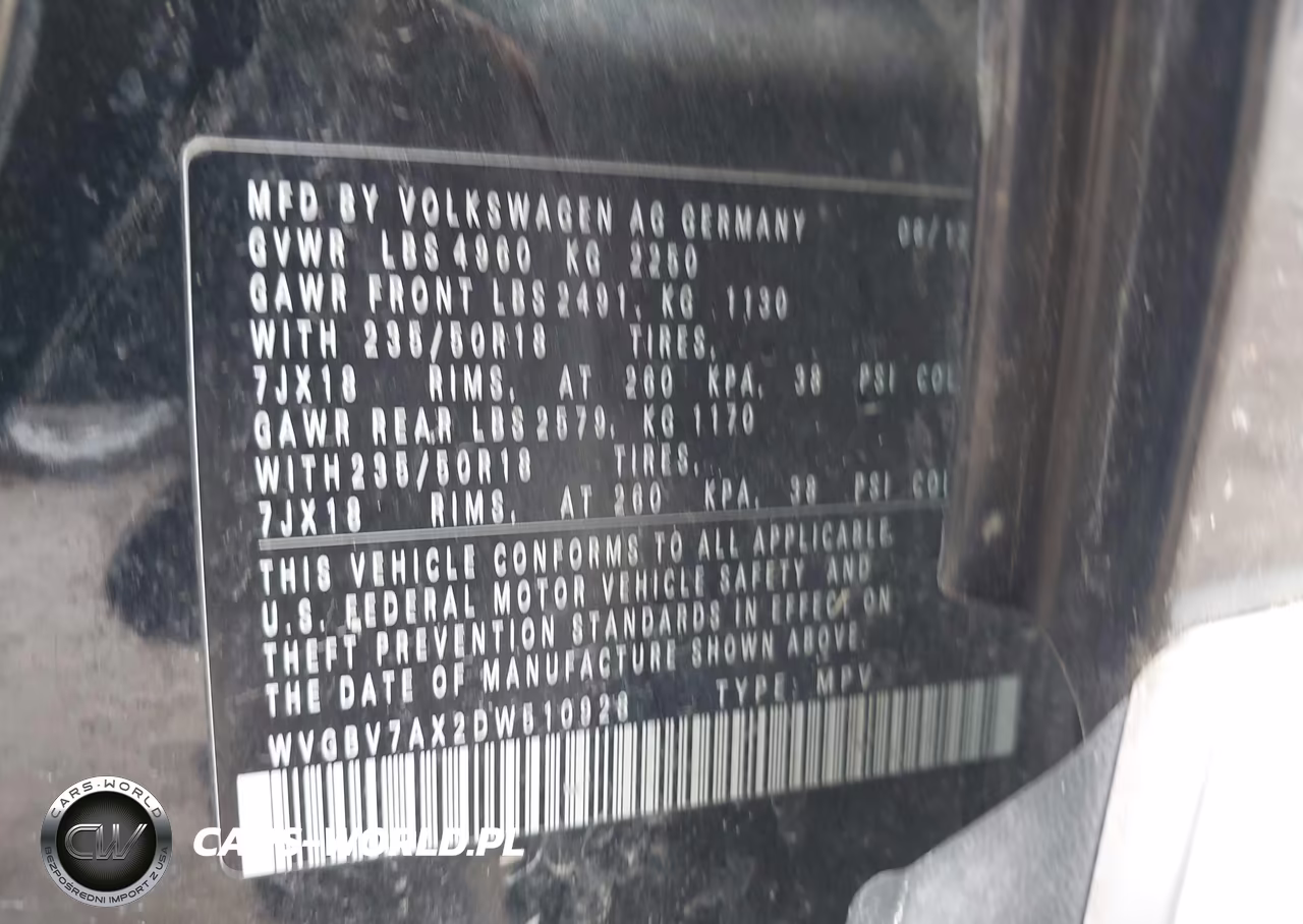 2013 Volkswagen Tiguan Se VIN:WVGBV7AX2DW510928 - 9