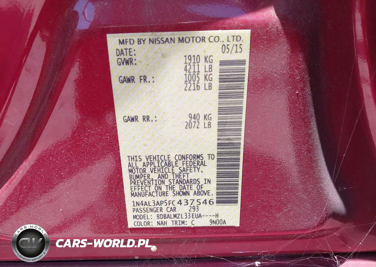 2015 Nissan Altima 2.5 Sv VIN:1N4AL3AP5FC437546 - 9