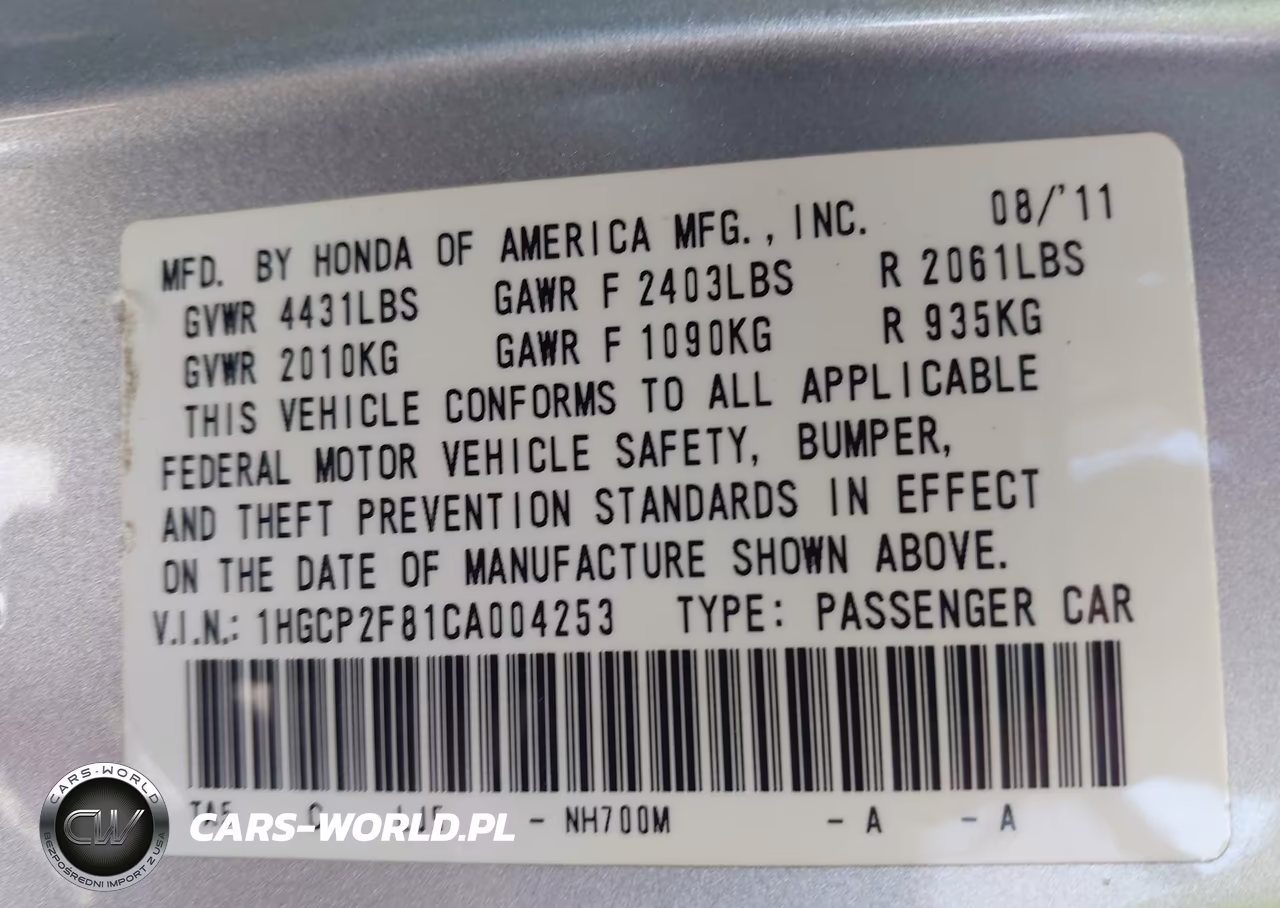 2012 Honda Accord 2.4 Ex-L VIN:1HGCP2F81CA004253 - 9
