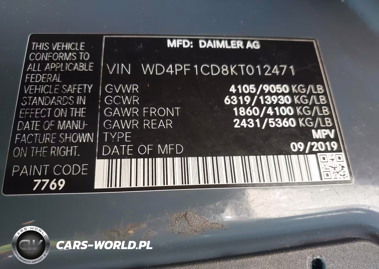 2019 Mercedes Benz Sprinter 2500 Delivery Van VIN:WD4PF1CD8KT012471 - 9