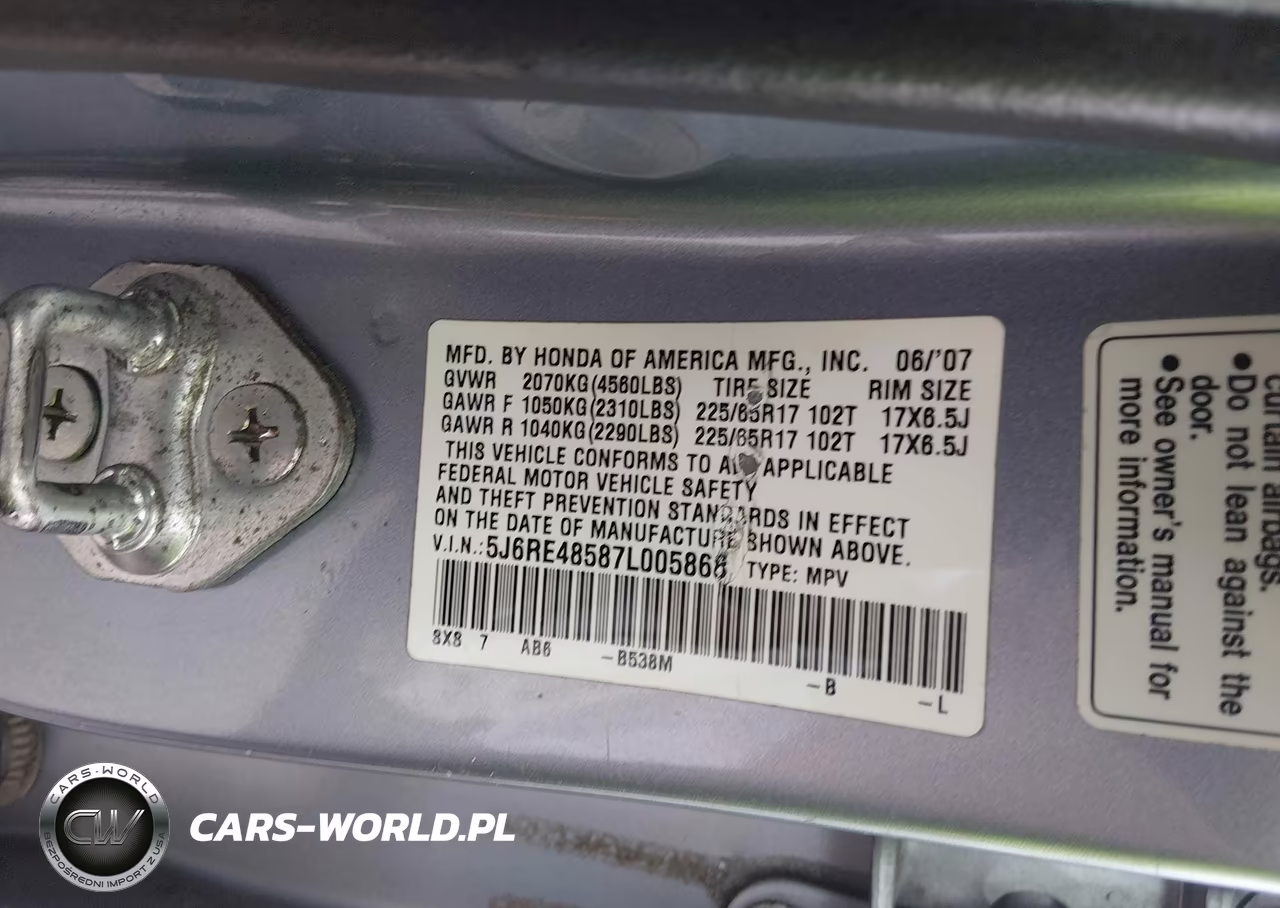 2007 Honda Cr-V Ex VIN:5J6RE48587L005868 - 9