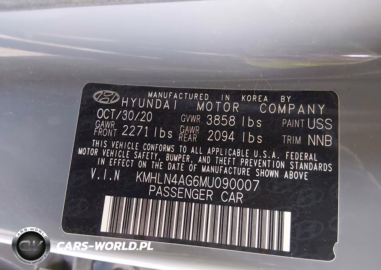 HYUNDAI ELANTRA VIN:KMHLN4AG6MU090007 - 9