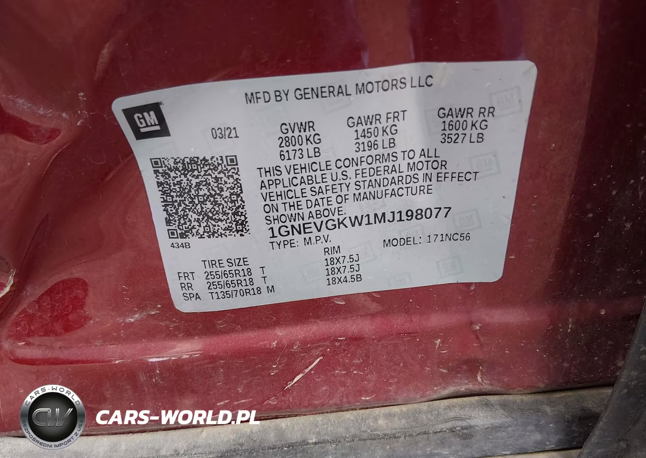 2021 Chevrolet Traverse Awd Lt Cloth VIN:1GNEVGKW1MJ198077 - 9