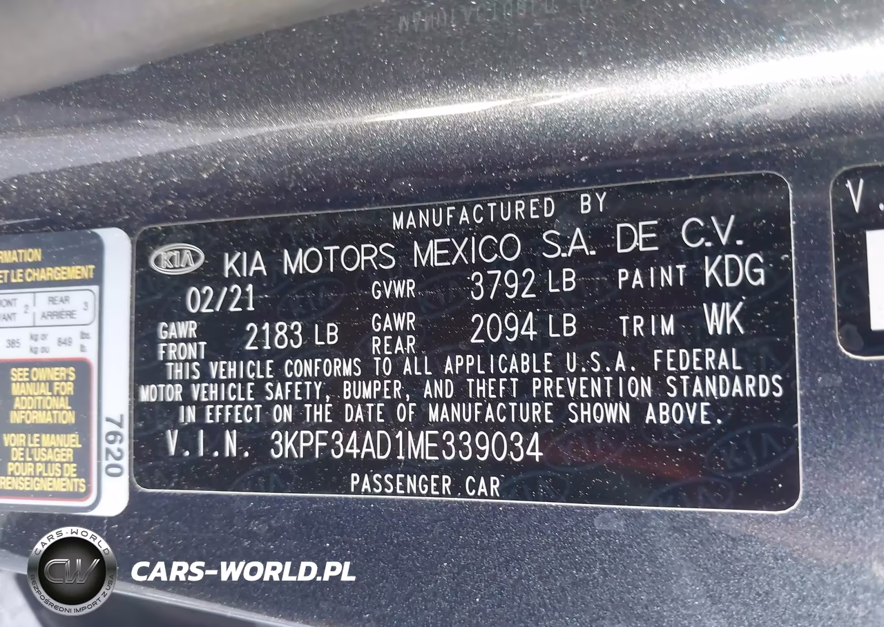 2021 Kia Forte Gt-Line VIN:3KPF34AD1ME339034 - 9