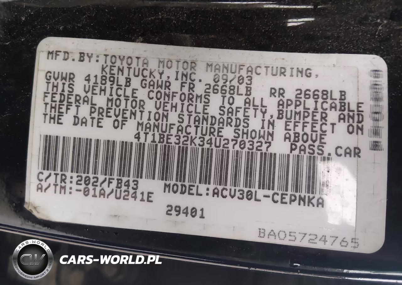 2004 Toyota Camry Le VIN:4T1BE32K34U270327 - 9
