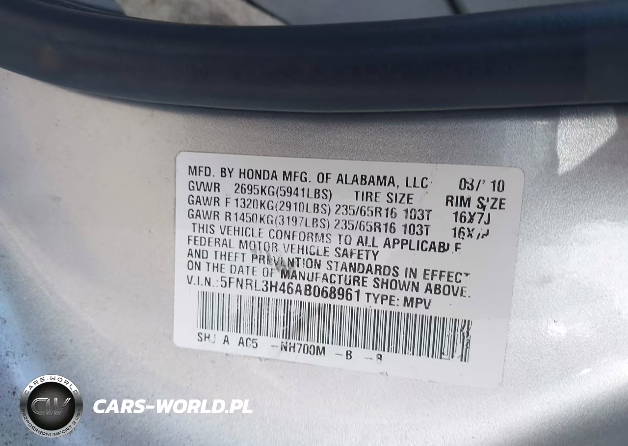 2010 Honda Odyssey Ex VIN:5FNRL3H46AB068961 - 9