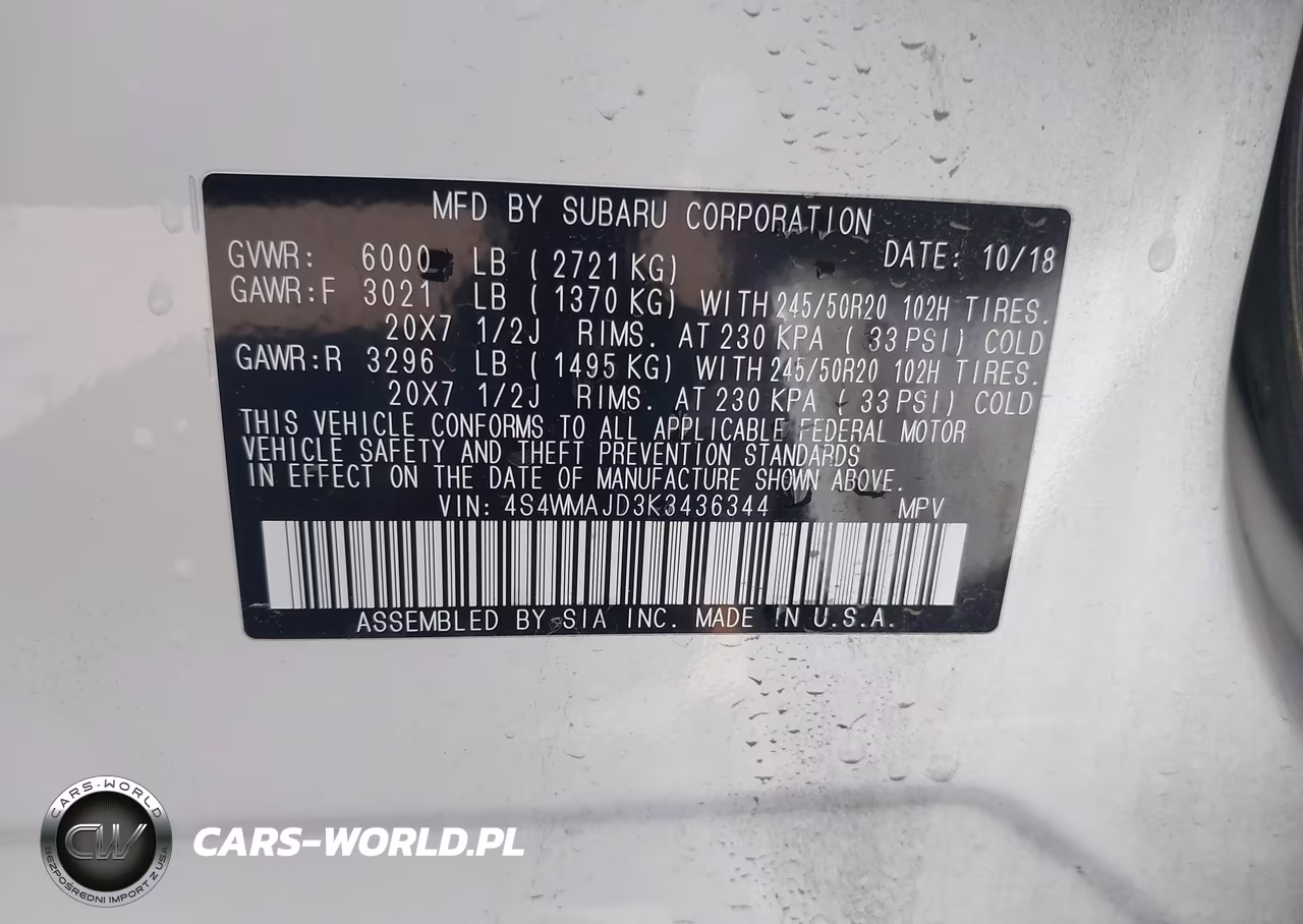 2019 Subaru Ascent Limited VIN:4S4WMAJD3K3436344 - 9