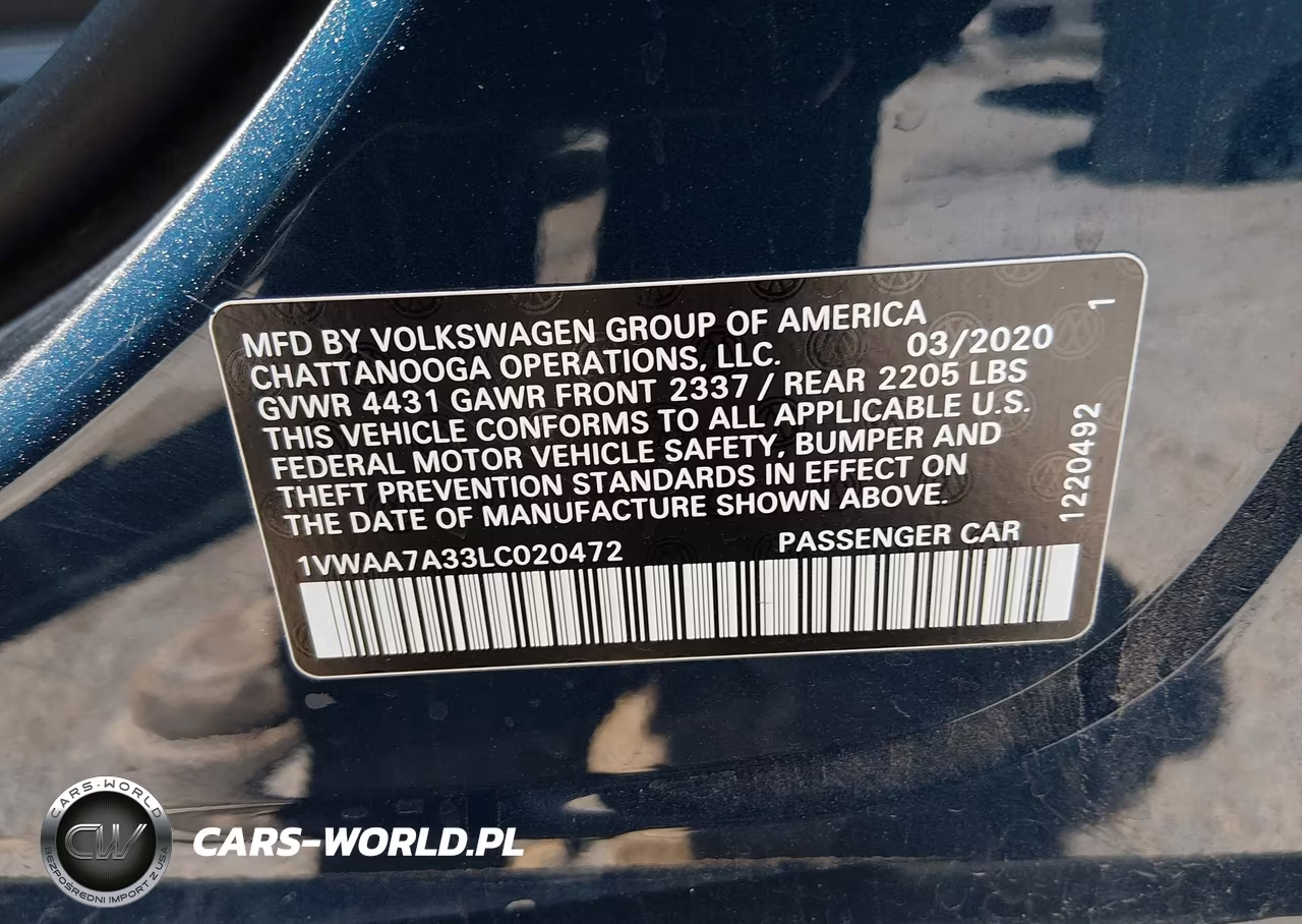 2020 Volkswagen Passat 2.0T S VIN:1VWAA7A33LC020472 - 9