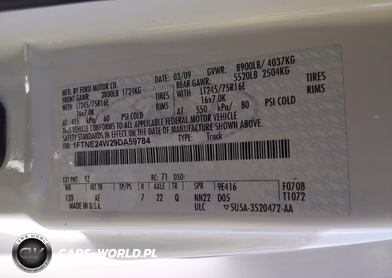 2009 Ford E-250 VIN:1FTNE24W29DA59784 - 9