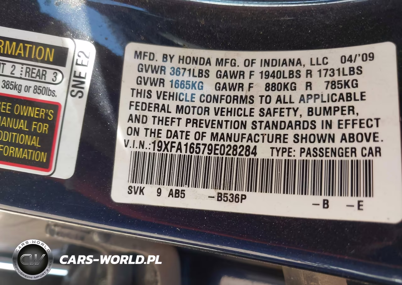 2009 Honda Civic Lx VIN:19XFA16579E028284 - 9