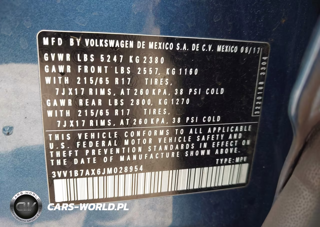 2018 Volkswagen Tiguan 2.0T S VIN:3VV1B7AX6JM028954 - 9