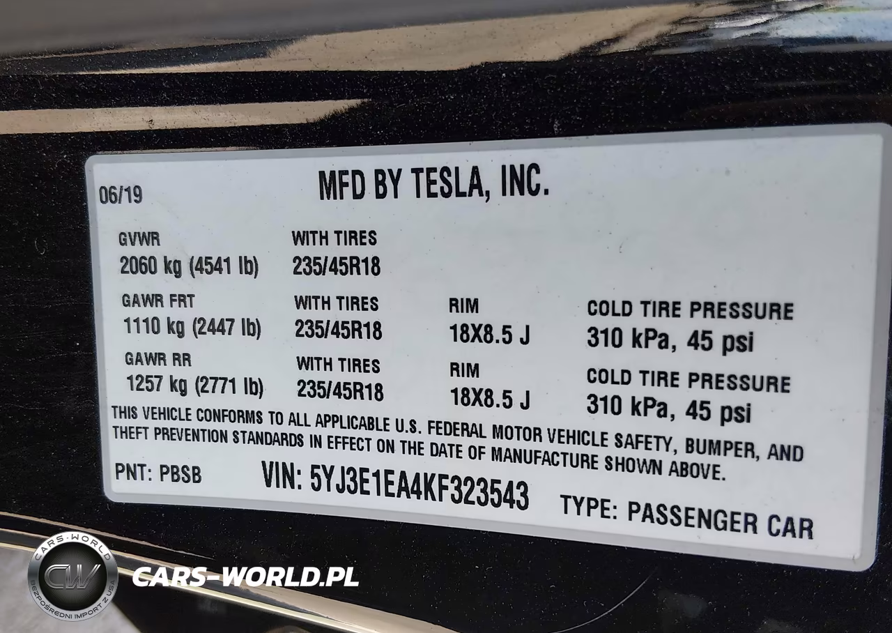 2019 Tesla Model 3 Long Range-Mid Range-Standard Range-Standard Range Plus VIN:5YJ3E1EA4KF323543 - 9