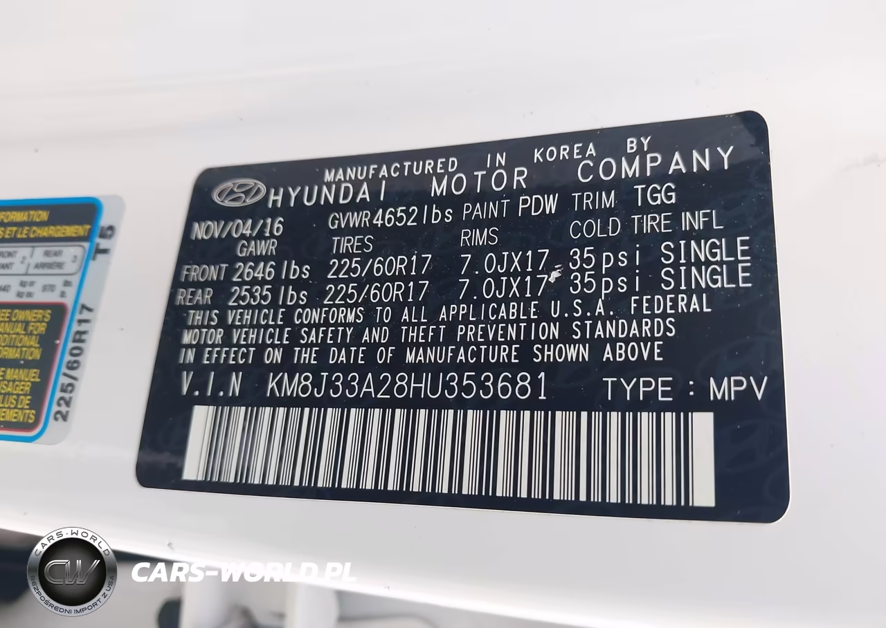 2017 Hyundai Tucson Eco VIN:KM8J33A28HU353681 - 9