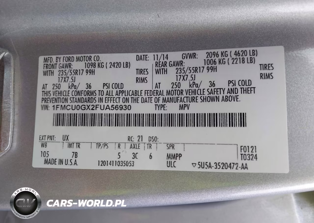 2015 Ford Escape Se VIN:1FMCU0GX2FUA56930 - 9
