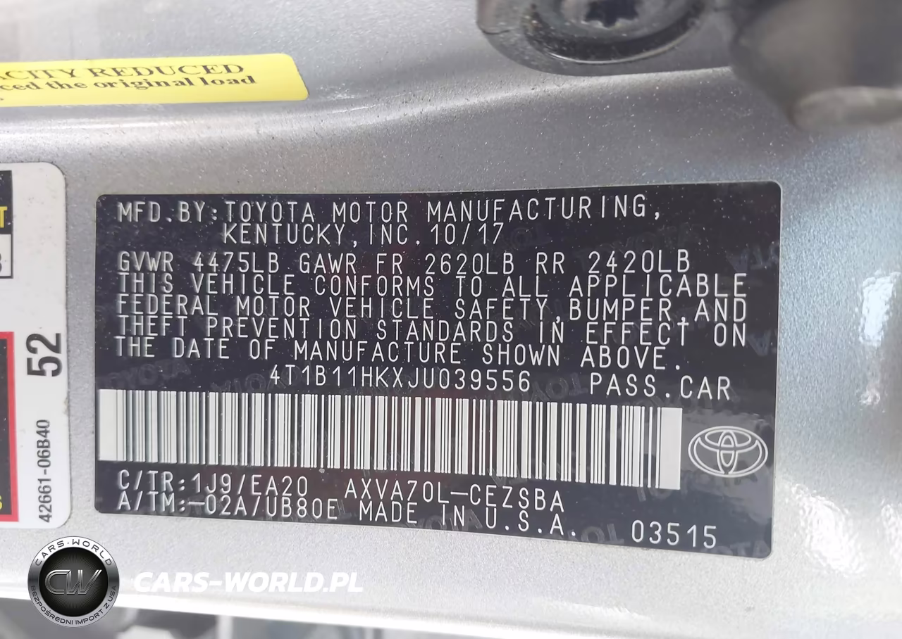 2018 Toyota Camry Se VIN:4T1B11HKXJU039556 - 9