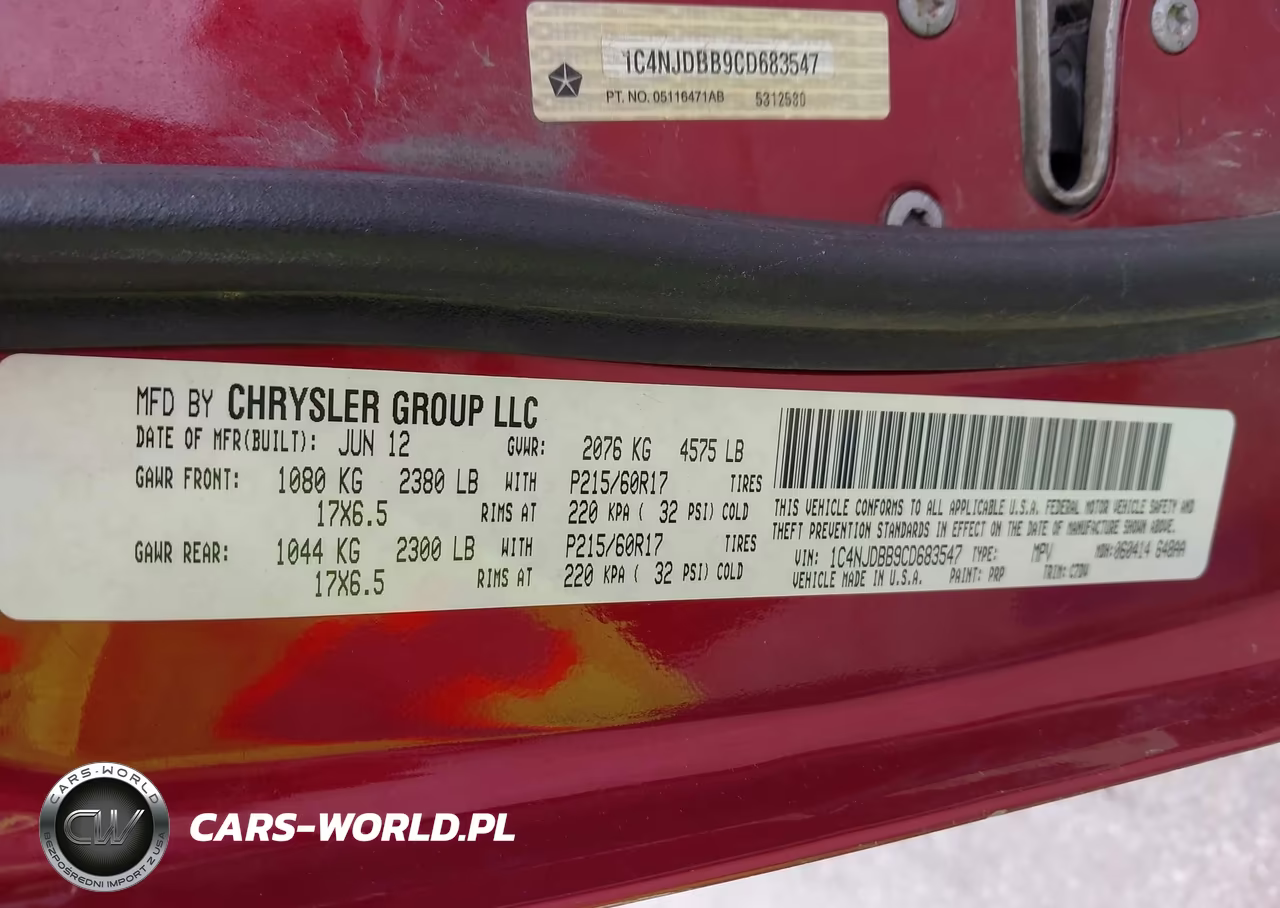 2012 Jeep Compass Sport VIN:1C4NJDBB9CD683547 - 9