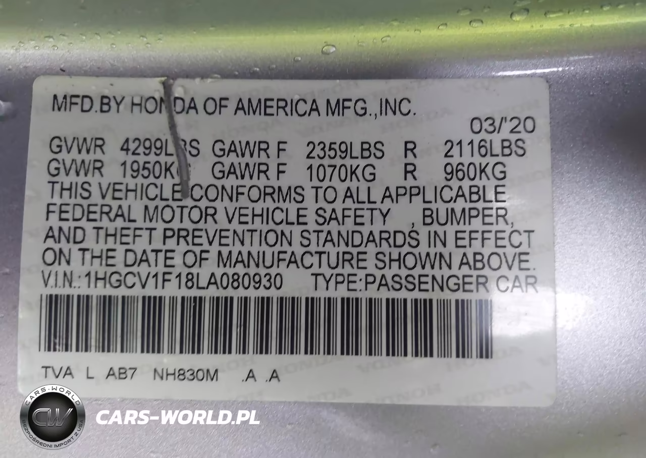 2020 Honda Accord Lx VIN:1HGCV1F18LA080930 - 9