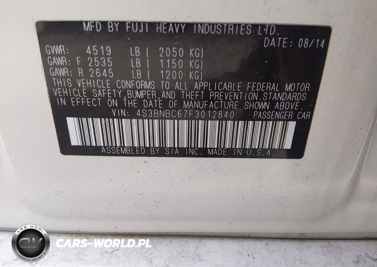 2015 Subaru Legacy 2.5I Premium VIN:4S3BNBC67F3012840 - 9