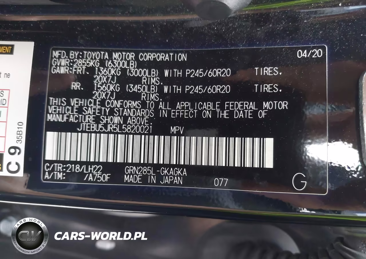 2020 Toyota 4Runner Nightshade Special Edition VIN:JTEBU5JR5L5820021 - 9