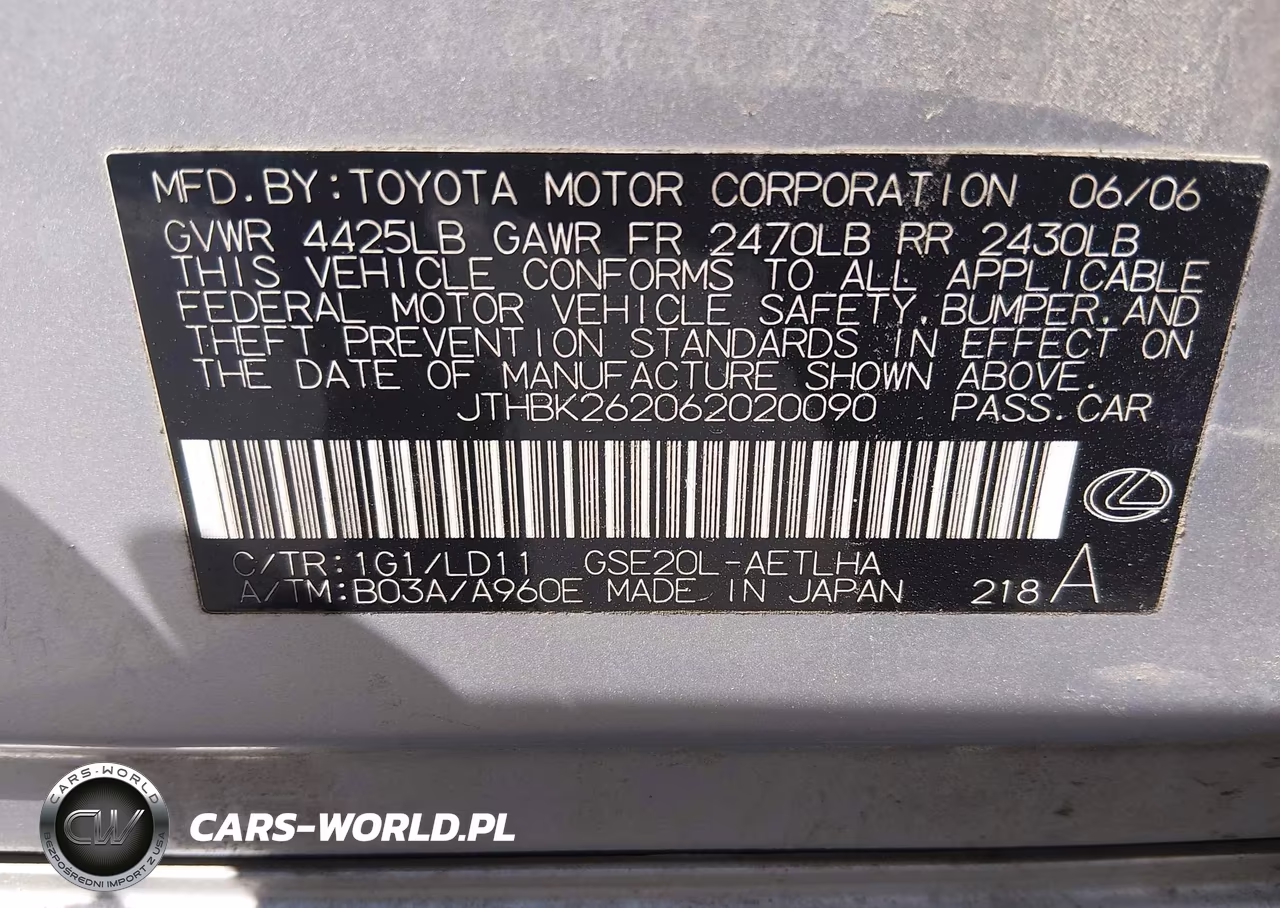 2006 Lexus Is 250 VIN:JTHBK262062020090 - 9