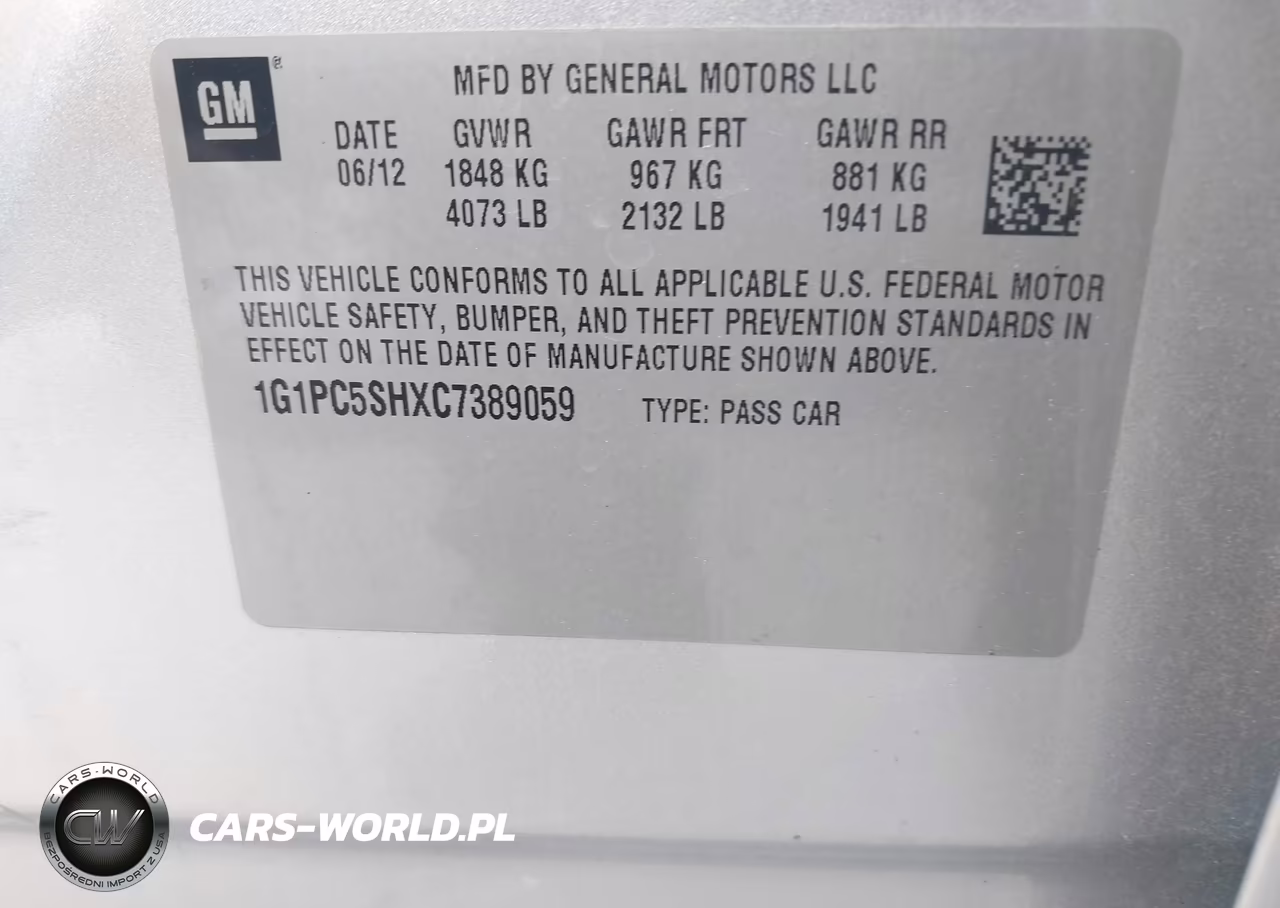 2012 Chevrolet Cruze Ls VIN:1G1PC5SHXC7389059 - 9