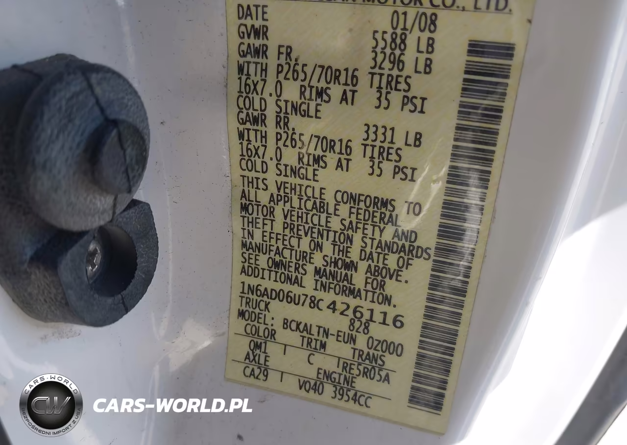 2008 Nissan Frontier Se VIN:1N6AD06U78C426116 - 9