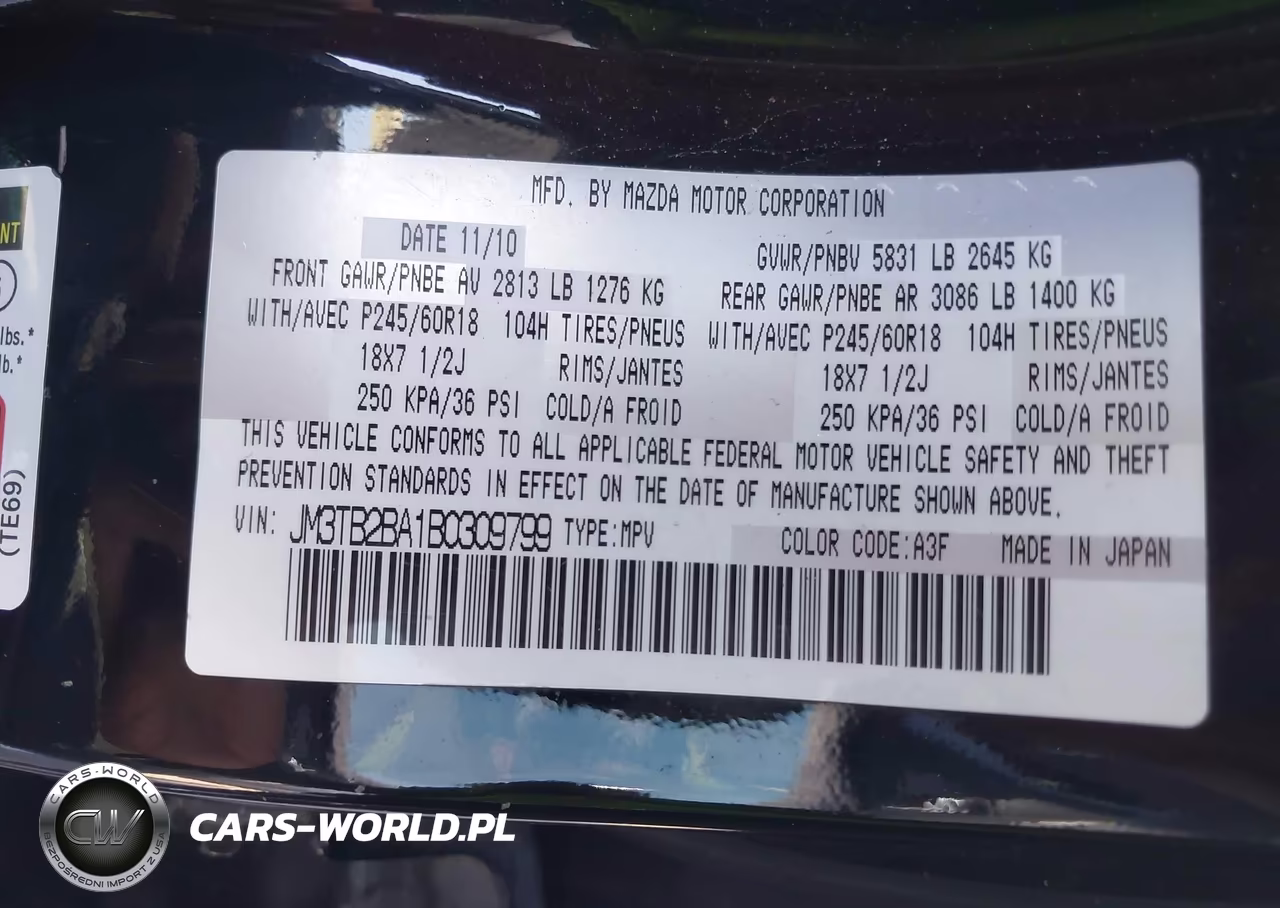 2011 Mazda Cx-9 Sport VIN:JM3TB2BA1B0309799 - 9
