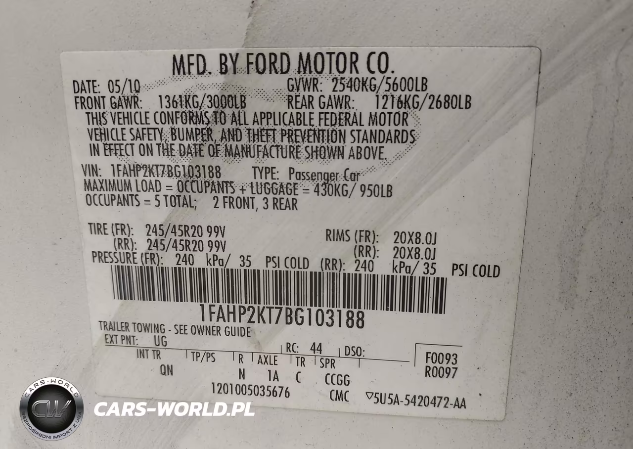 2011 Ford Taurus Sho VIN:1FAHP2KT7BG103188 - 9