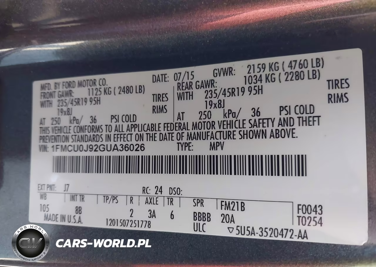 2016 Ford Escape Titanium VIN:1FMCU0J92GUA36026 - 9