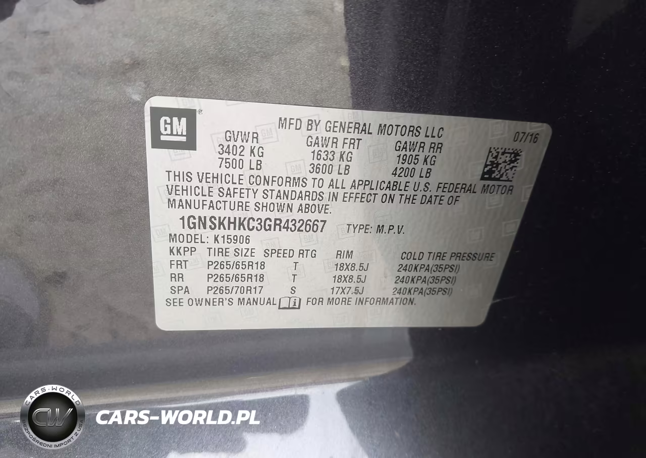 2016 Chevrolet Suburban Lt VIN:1GNSKHKC3GR432667 - 9