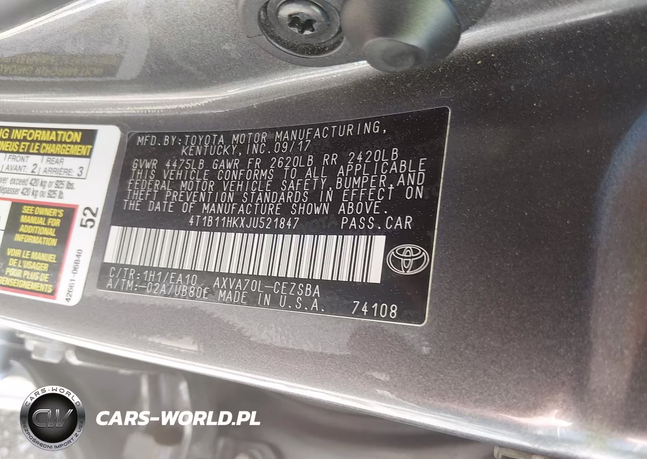 2018 Toyota Camry Se VIN:4T1B11HKXJU521847 - 9