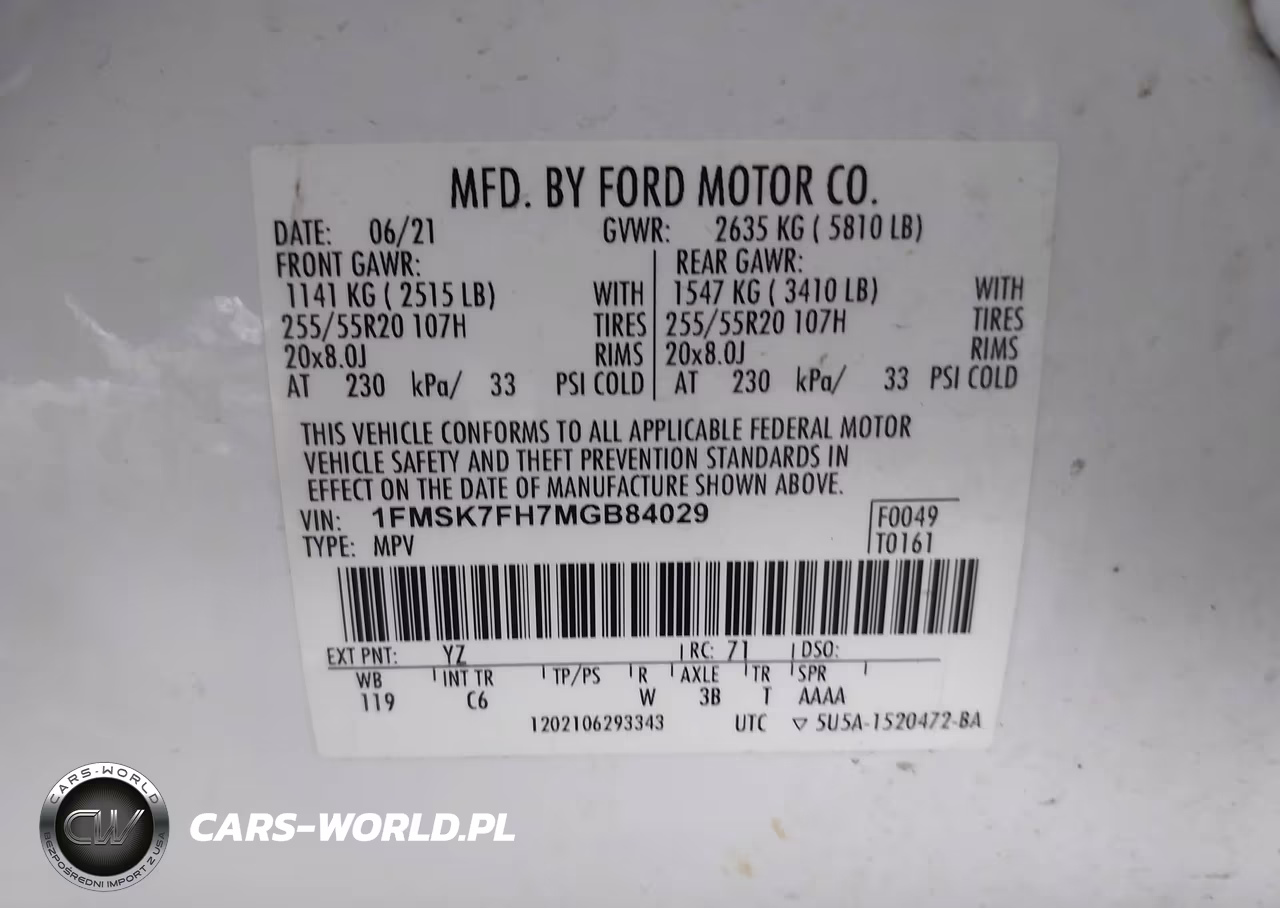 2021 Ford Explorer Limited VIN:1FMSK7FH7MGB84029 - 9
