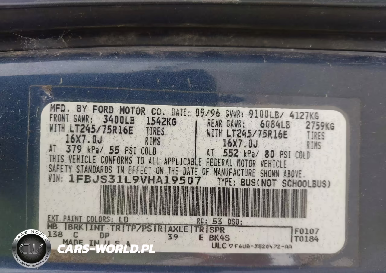 1997 Ford Club Wagon Xl-Xlt VIN:1FBJS31L9VHA19507 - 9
