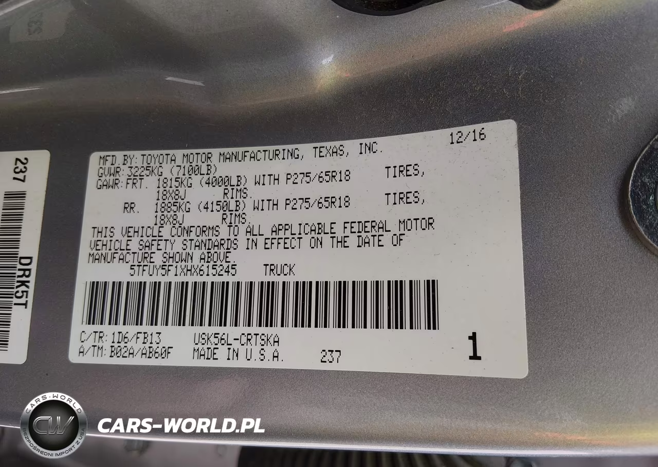 2017 Toyota Tundra Sr5 5.7L V8 VIN:5TFUY5F1XHX615245 - 9