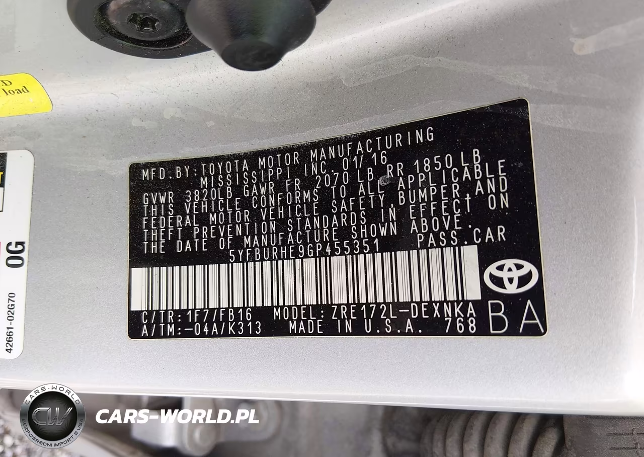 2016 Toyota Corolla Le VIN:5YFBURHE9GP455351 - 9