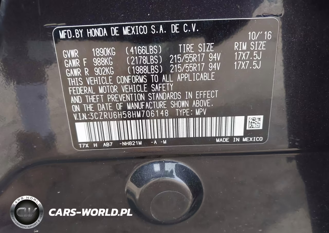 2017 Honda Hr-V Ex VIN:3CZRU6H58HM706148 - 9