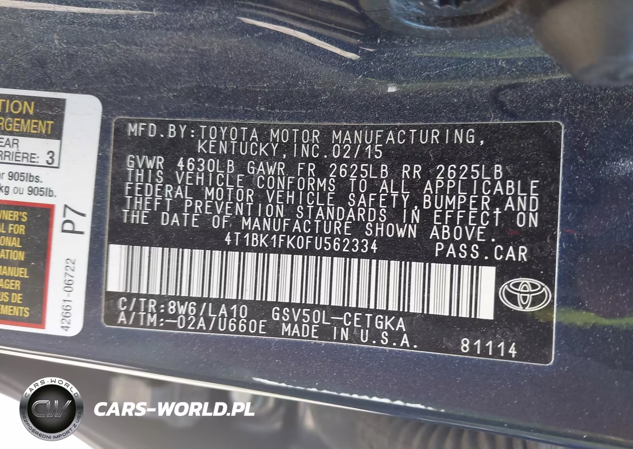 2015 Toyota Camry Xle V6 VIN:4T1BK1FK0FU562334 - 9