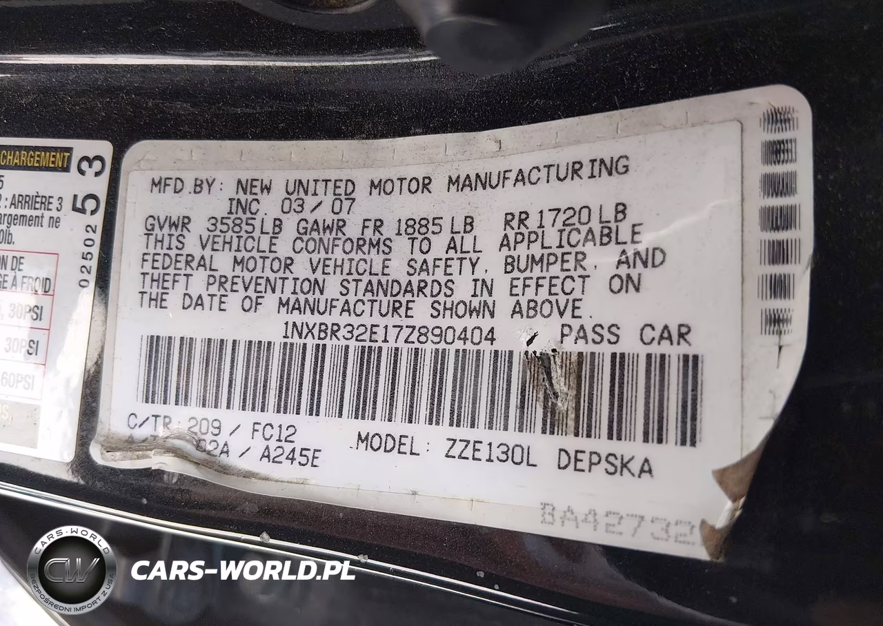 2007 Toyota Corolla S VIN:1NXBR32E17Z890404 - 9