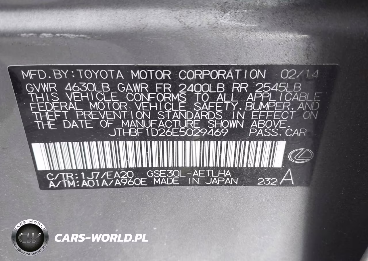 2014 Lexus Is 250 VIN:JTHBF1D26E5029469 - 9