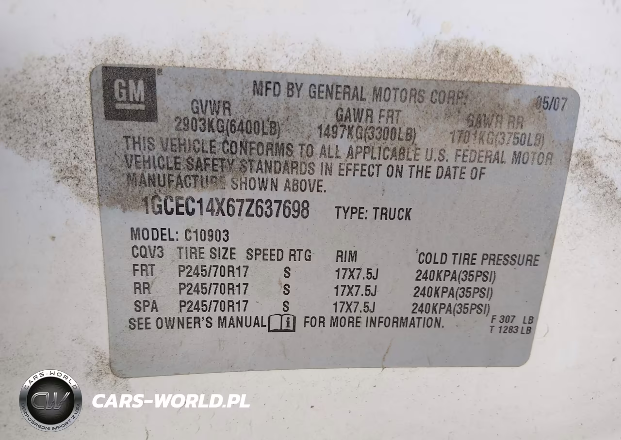 2007 Chevrolet Silverado 1500 Work Truck VIN:1GCEC14X67Z637698 - 9