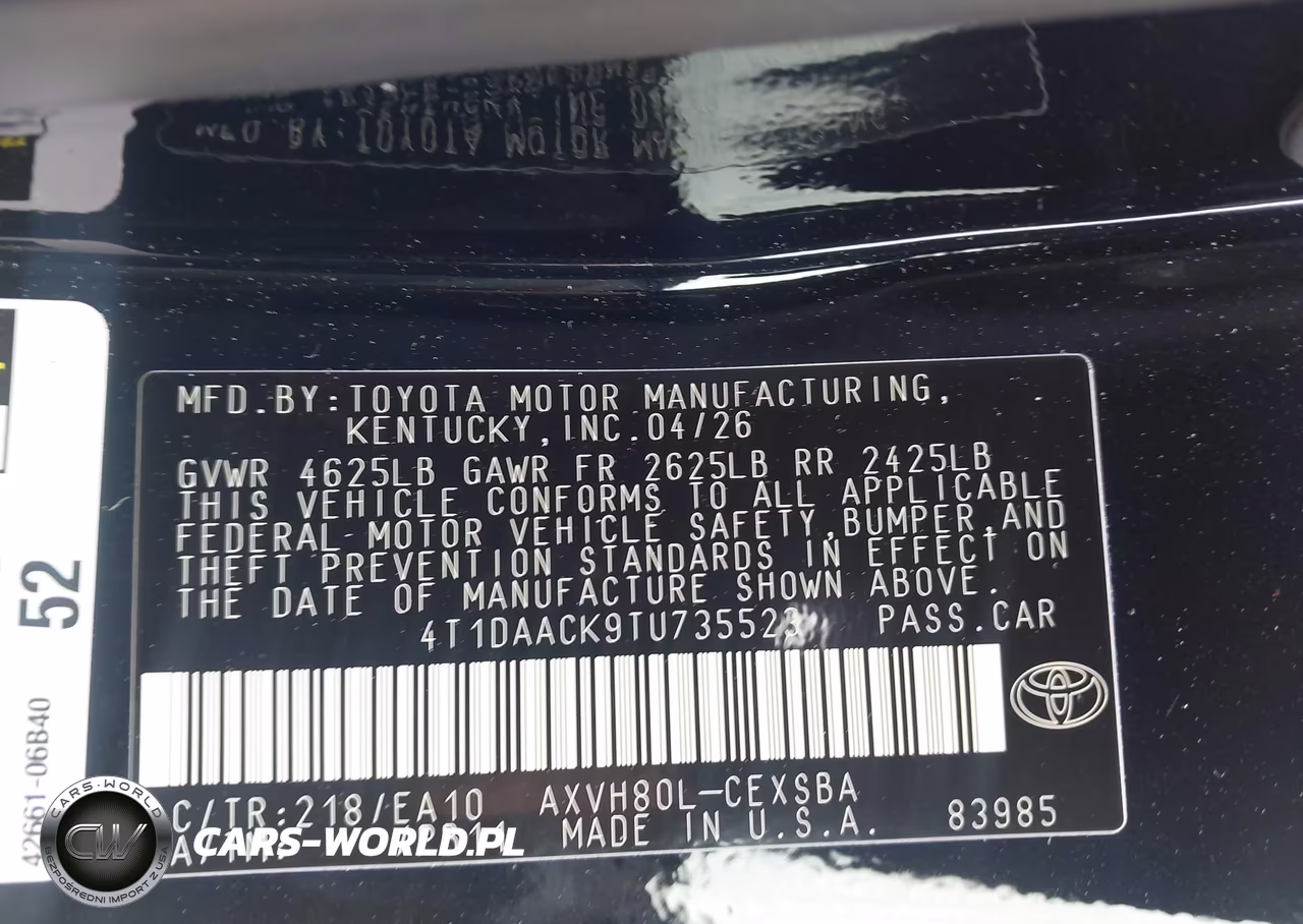 2026 Toyota Camry Se VIN:4T1DAACK9TU735523 - 9