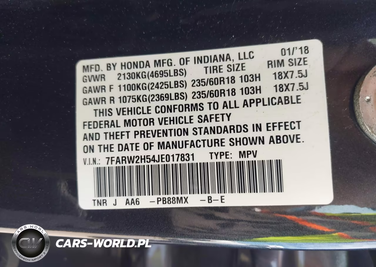 2018 Honda Cr-V Ex VIN:7FARW2H54JE017831 - 9
