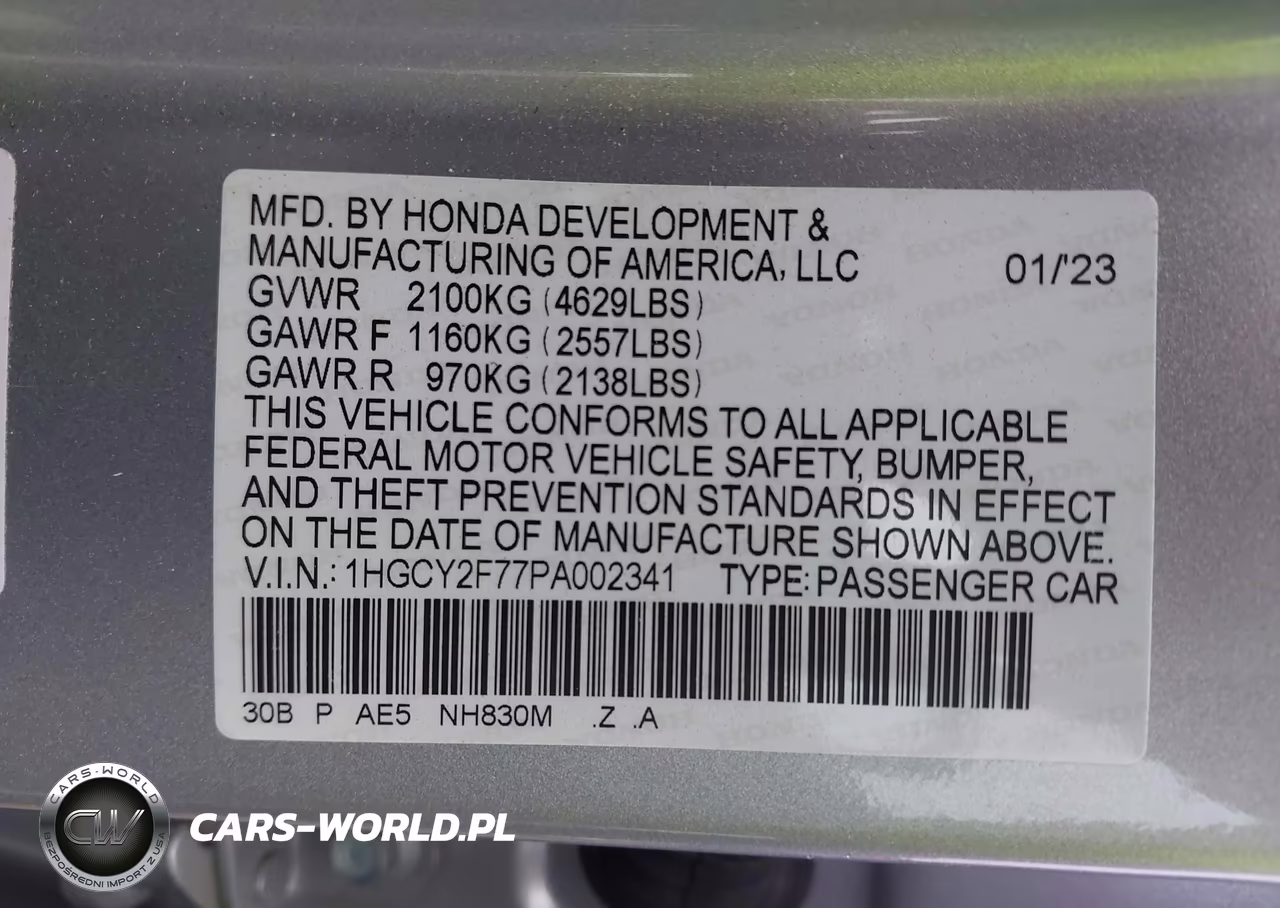 2023 Honda Accord Hybrid Sport-L VIN:1HGCY2F77PA002341 - 9