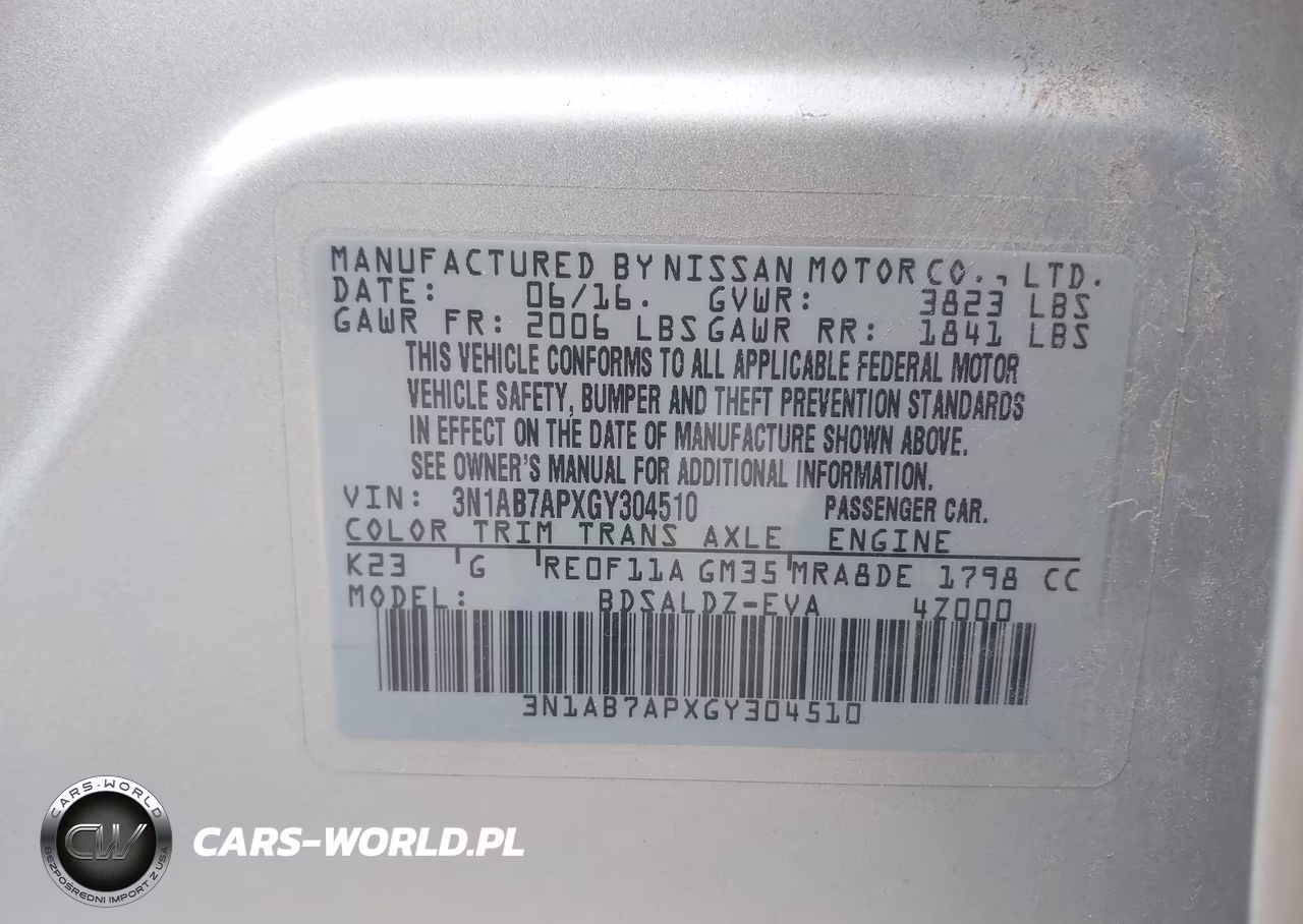 2016 Nissan Sentra Sv VIN:3N1AB7APXGY304510 - 9