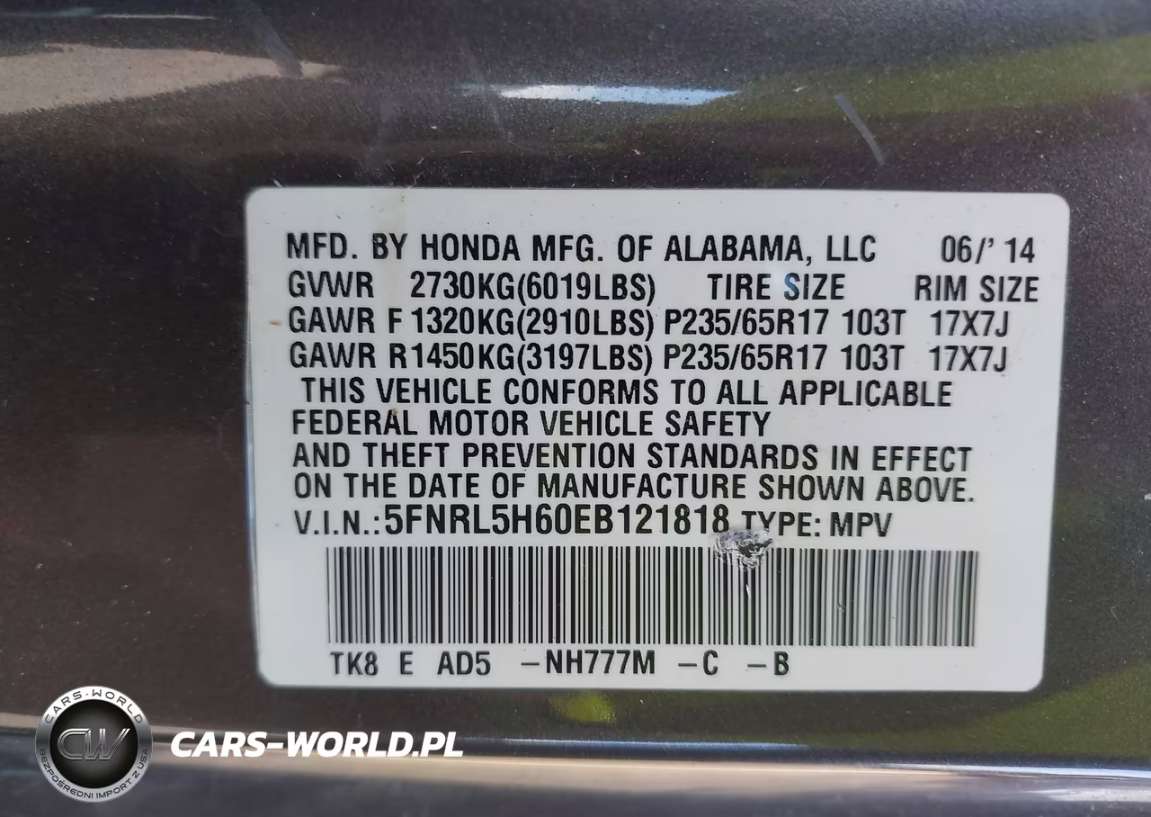 2014 Honda Odyssey Ex-L VIN:5FNRL5H60EB121818 - 9