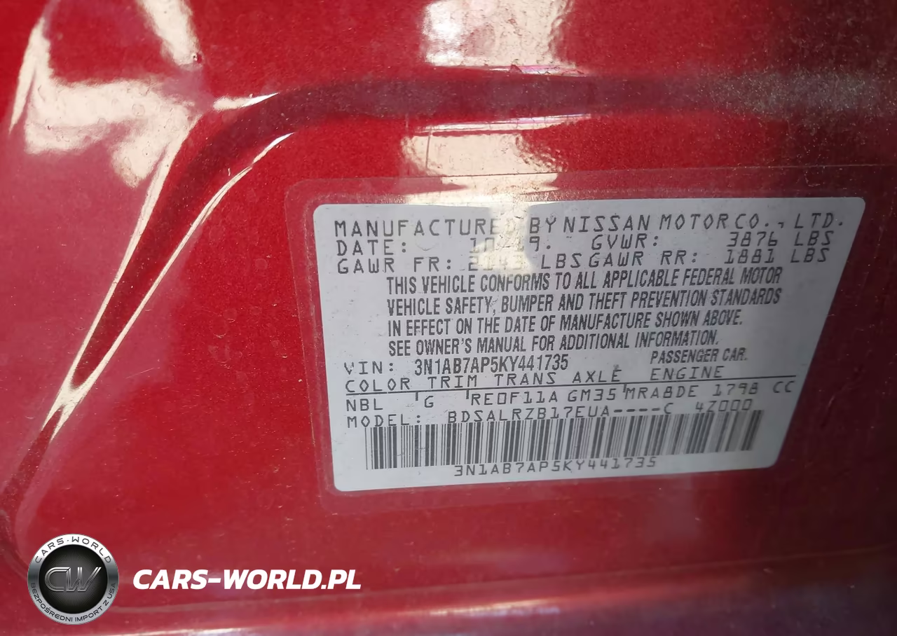 2019 Nissan Sentra Sr VIN:3N1AB7AP5KY441735 - 9