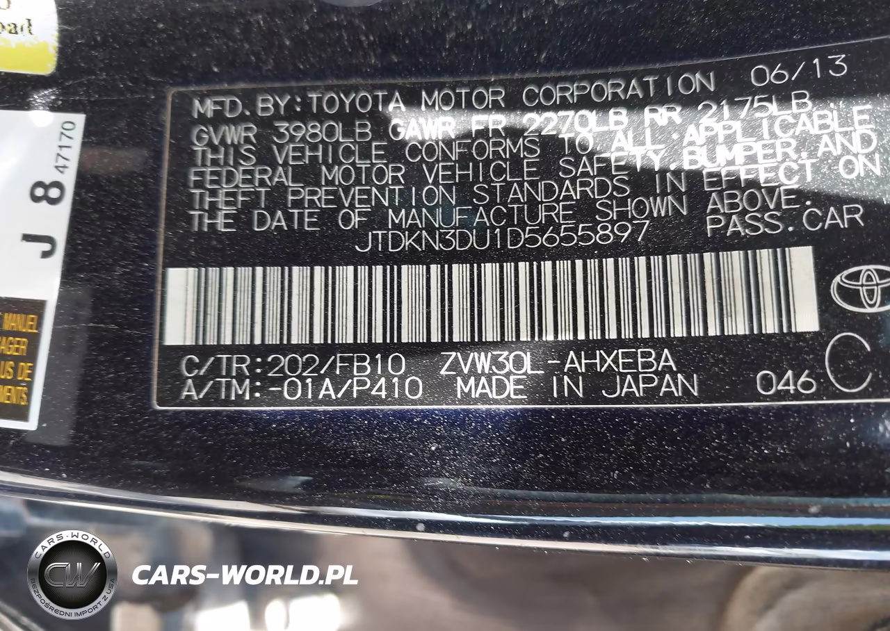 2013 Toyota Prius Three VIN:JTDKN3DU1D5655897 - 9