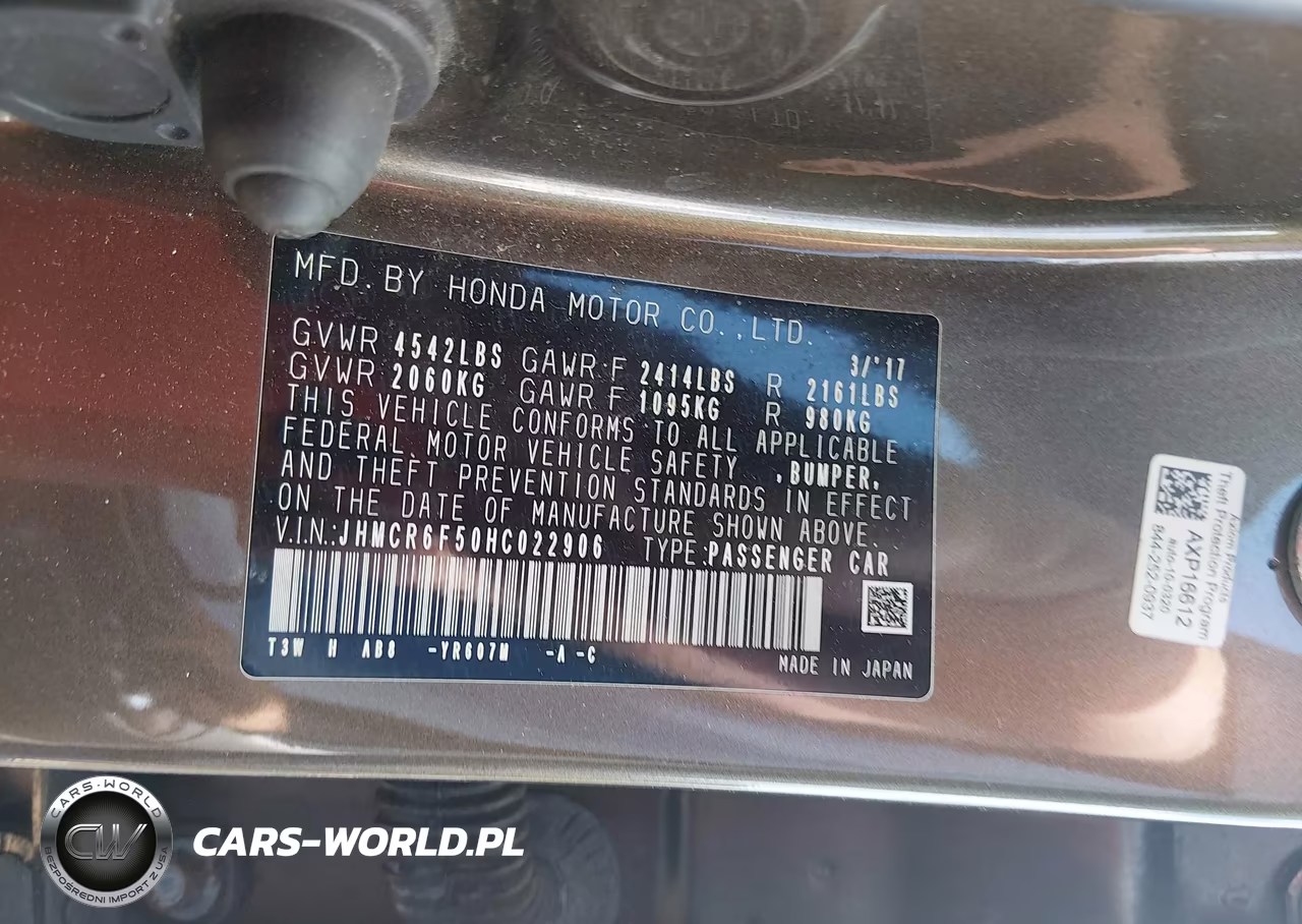 2017 Honda Accord Hybrid Ex-L VIN:JHMCR6F50HC022906 - 9