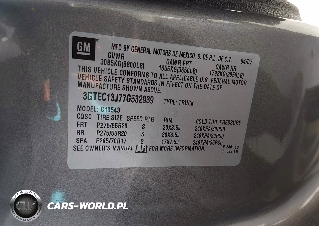 2007 GMC Sierra 1500 Sle2 VIN:3GTEC13J77G532939 - 9