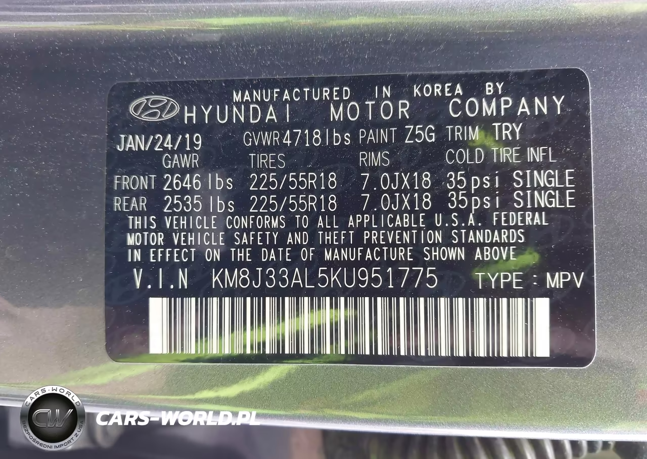 2019 Hyundai Tucson Sel VIN:KM8J33AL5KU951775 - 9